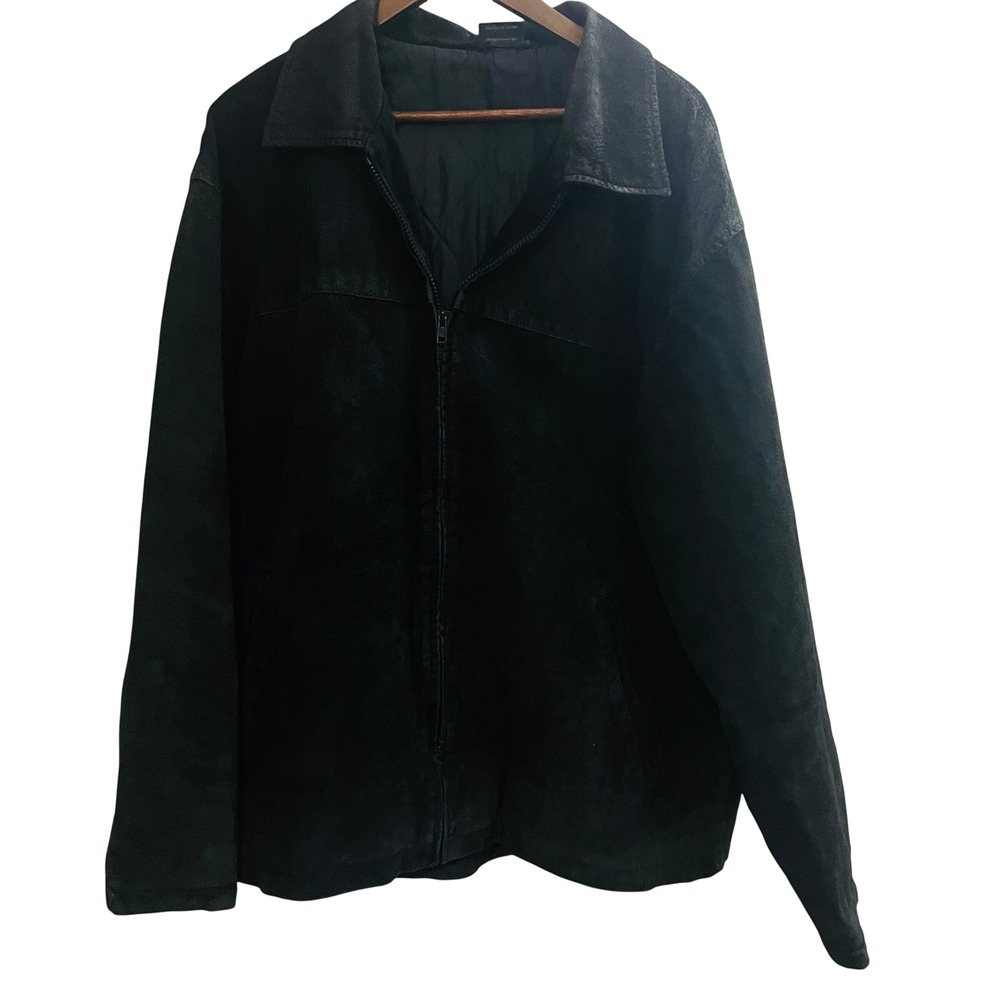Cambridge Classics Mens Vintage 90s Rugged Genuine Suede Jacket XL Black Leather